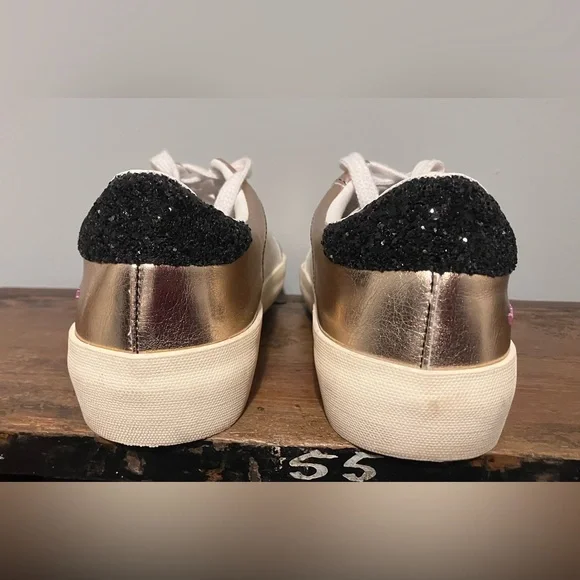Vintage Havana Rose Gold Metallic & White Star Sneakers - Picture 10 of 11